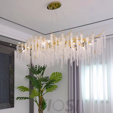 Wisteria Flower Style Crystal Chandelier For Living Room - Yiosilamp