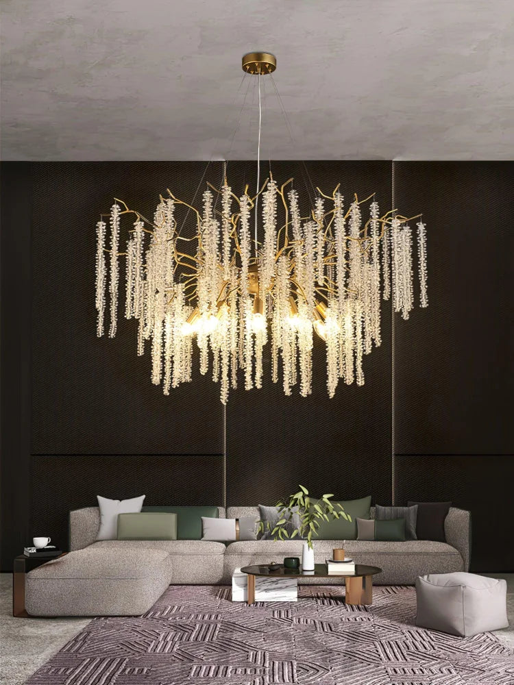 Wisteria Flower Style Crystal Chandelier For Living Room - Yiosilamp