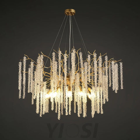 Wisteria Flower Style Crystal Chandelier For Living Room - Yiosilamp