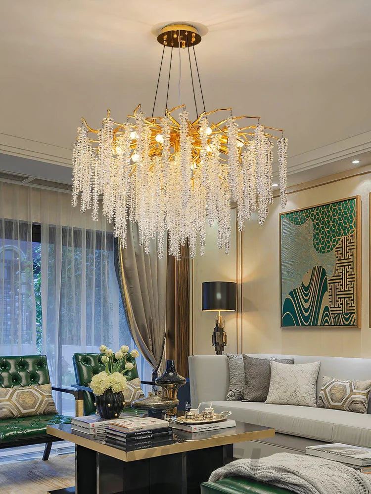 Wisteria Flower Style Crystal Chandelier For Living Room - Yiosilamp