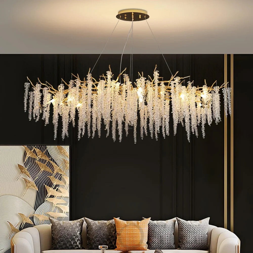 Wisteria Flower Style Crystal Chandelier For Living Room - Yiosilamp