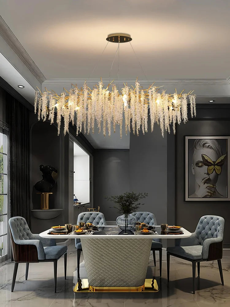 Wisteria Flower Style Crystal Chandelier For Living Room - Yiosilamp