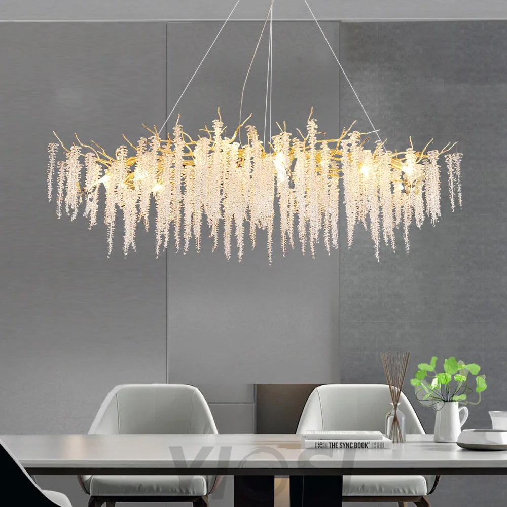 Wisteria Flower Style Crystal Chandelier For Living Room - Yiosilamp