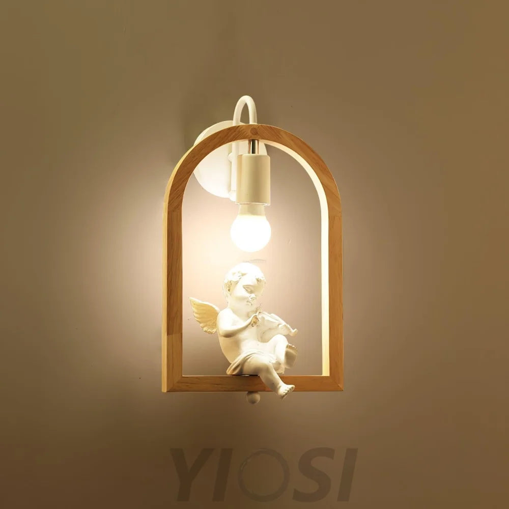 Wood Bird Resin Wall Sconce - Wood, Wooden-1-Yiosilamp