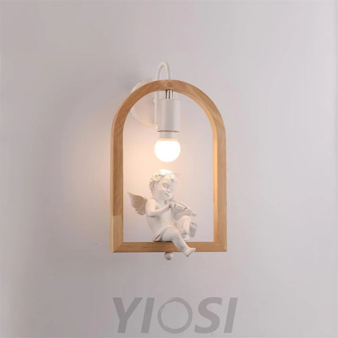 Wood Bird Resin Wall Sconce - Wood, Wooden-1-Yiosilamp