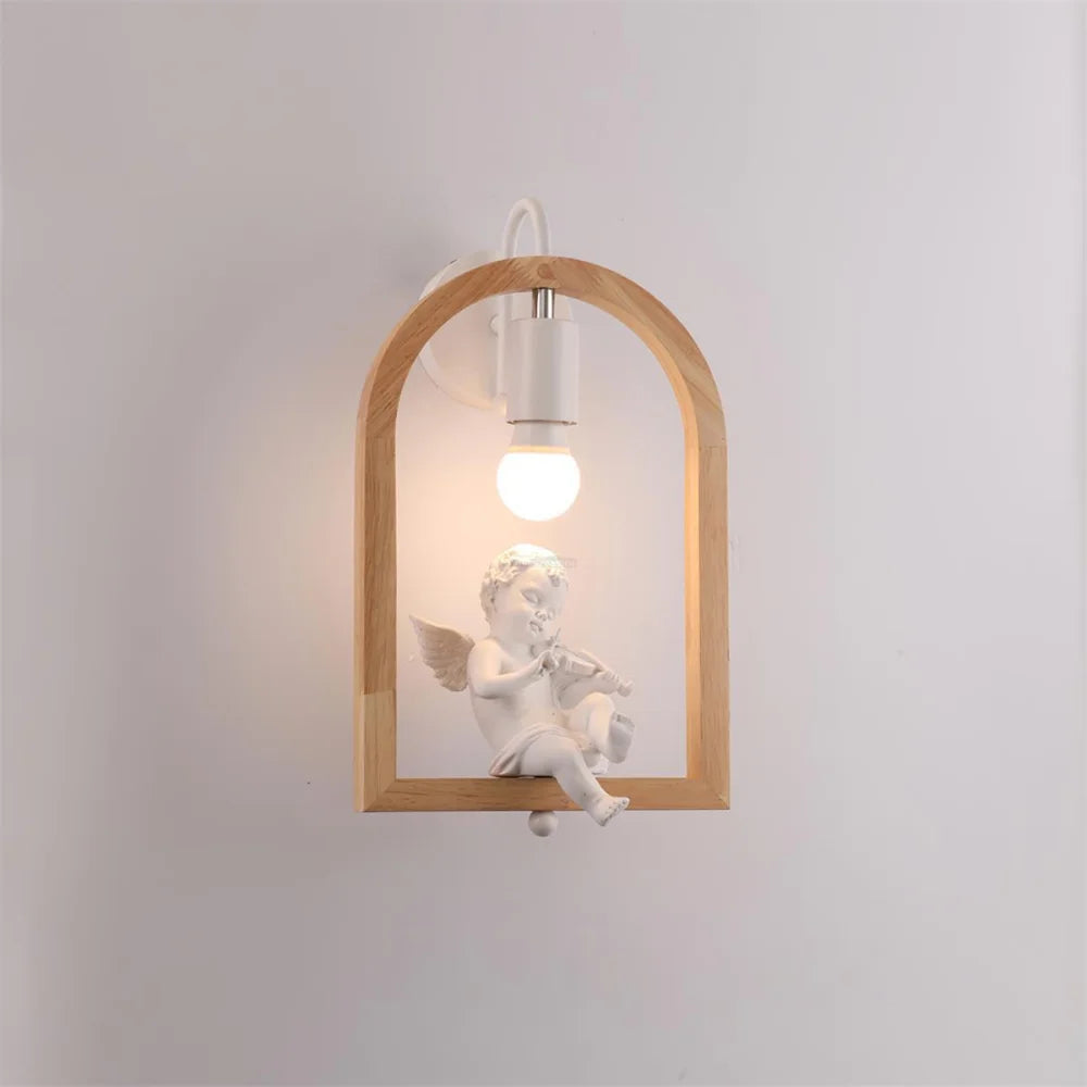 Wood Bird Resin Wall Sconce - Wood, Wooden-1-Yiosilamp