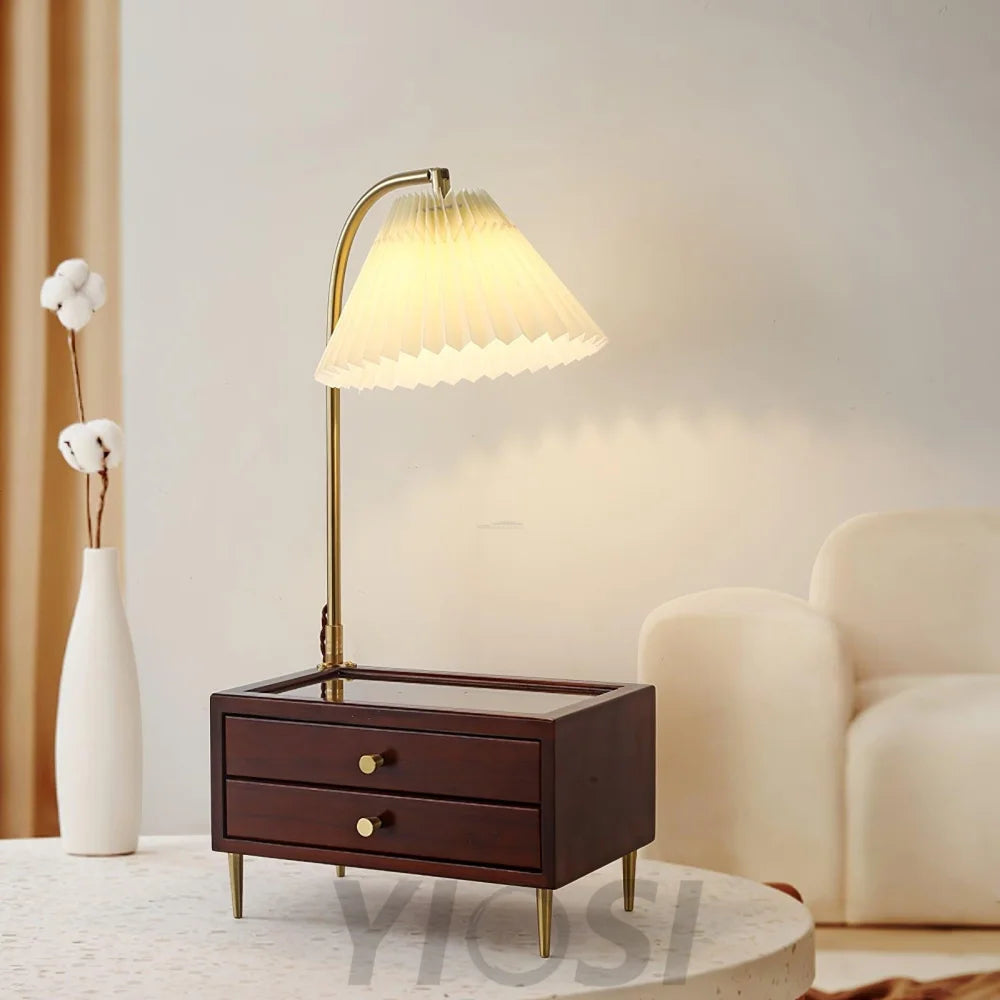 Wood Drawer Table Lamp L 11.8″ - Wood-1-Yiosilamp