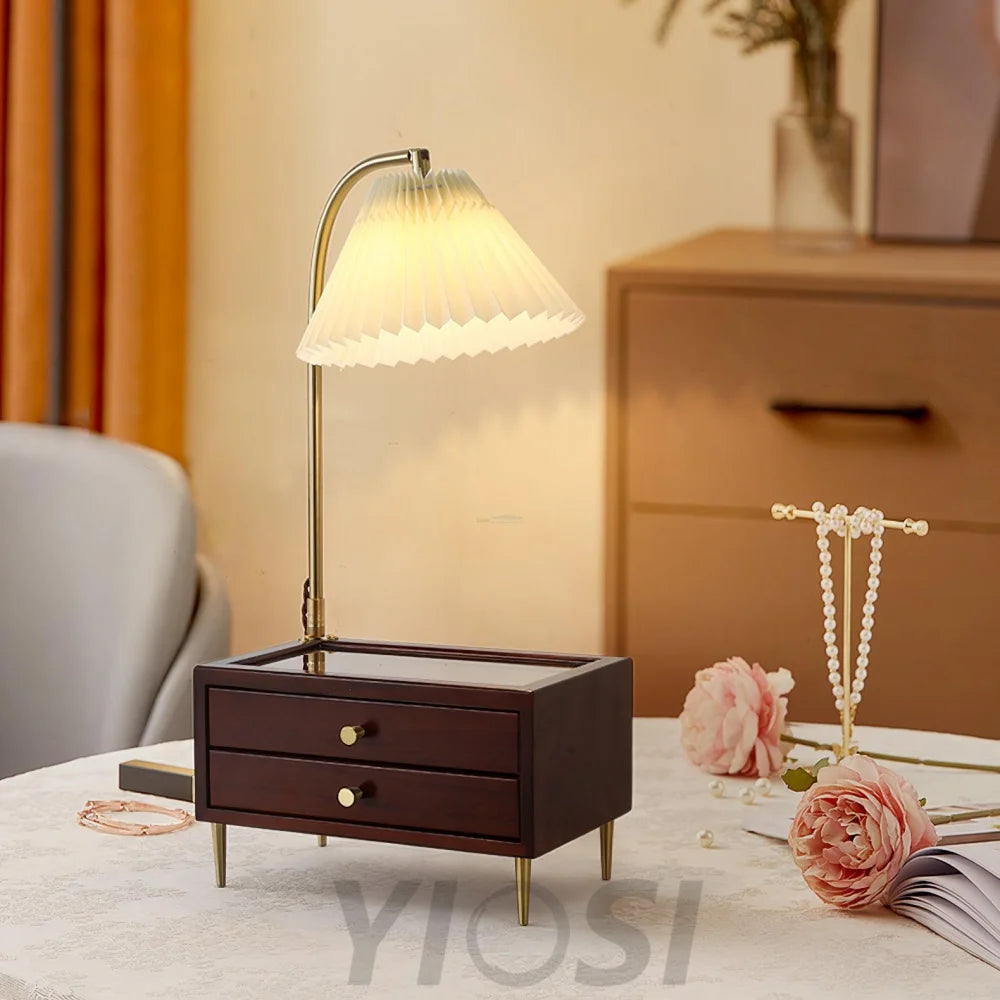 Wood Drawer Table Lamp L 11.8″ - Wood-1-Yiosilamp