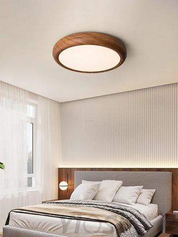 Wood Grain Round Type Ceiling Lamp - Flush Mounts, Wood-1-Yiosilamp