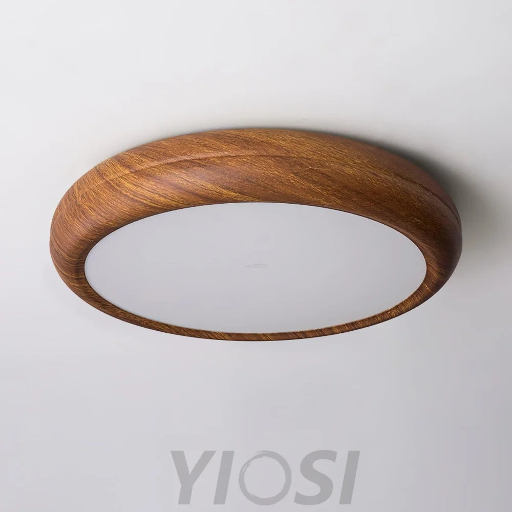 Wood Grain Round Type Ceiling Lamp - Flush Mounts, Wood-1-Yiosilamp