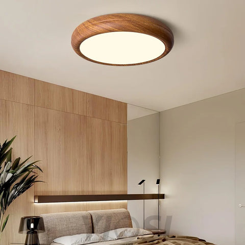 Wood Grain Round Type Ceiling Lamp - Flush Mounts, Wood-1-Yiosilamp