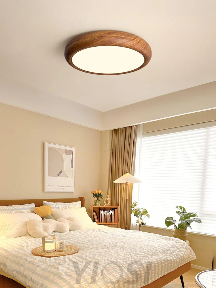 Wood Grain Round Type Ceiling Lamp - Flush Mounts, Wood-1-Yiosilamp