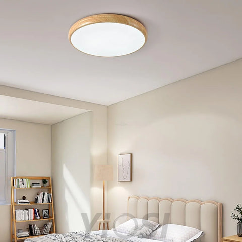 Wood Grain Round Type Ceiling Lamp - Flush Mounts, Wood-1-Yiosilamp