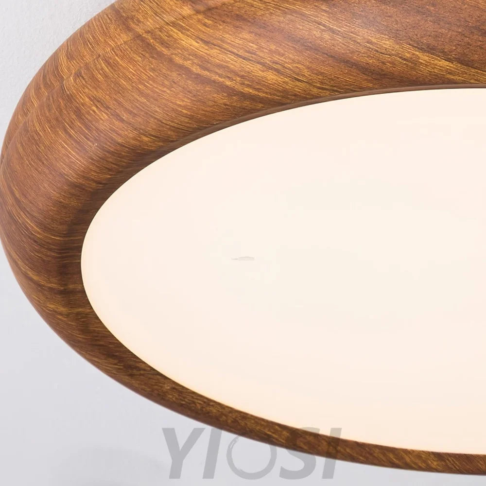 Wood Grain Round Type Ceiling Lamp - Flush Mounts, Wood-1-Yiosilamp