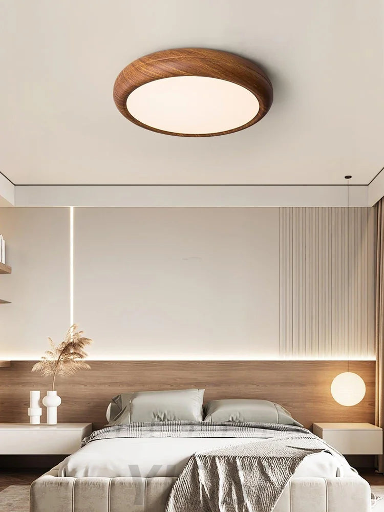 Wood Grain Round Type Ceiling Lamp - Flush Mounts, Wood-1-Yiosilamp