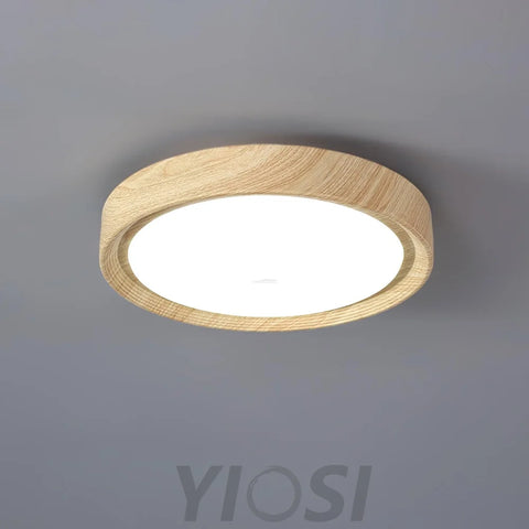 Wood Grain Round Type Ceiling Lamp - Flush Mounts, Wood-1-Yiosilamp