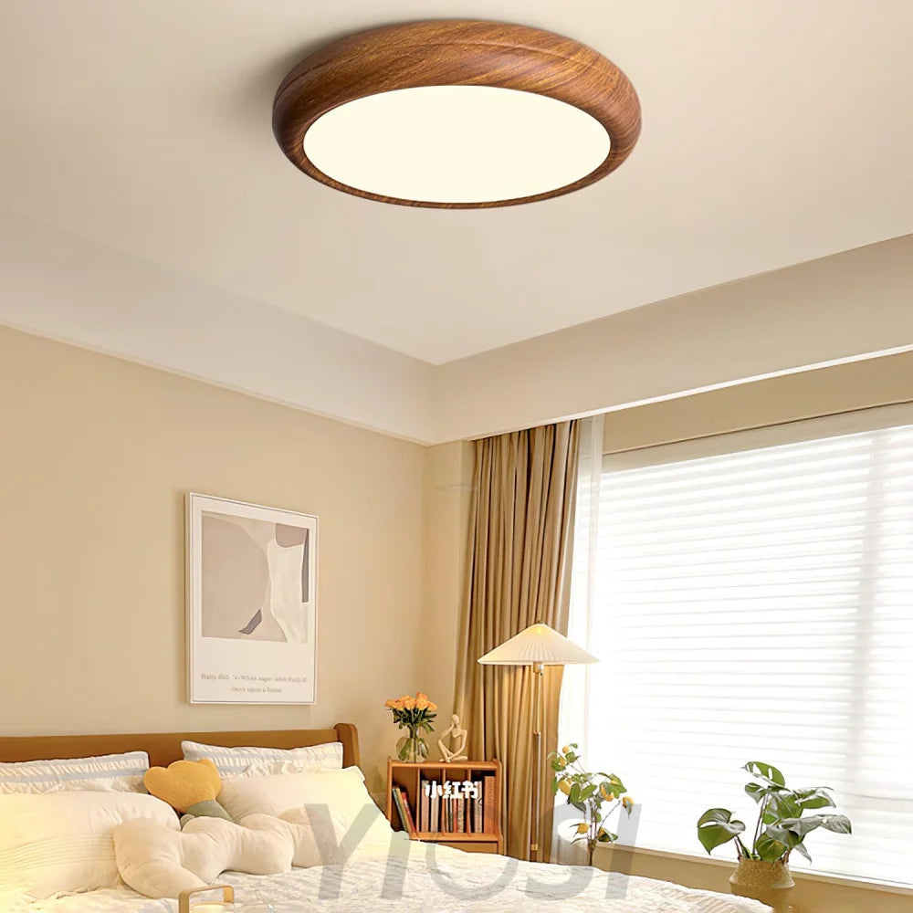 Wood Grain Round Type Ceiling Lamp - Flush Mounts, Wood-1-Yiosilamp