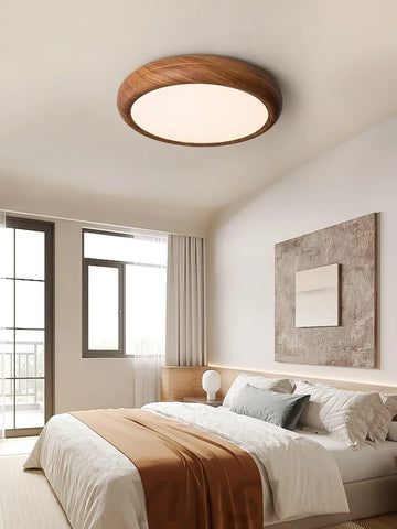 Wood Grain Round Type Ceiling Lamp - Flush Mounts, Wood-1-Yiosilamp