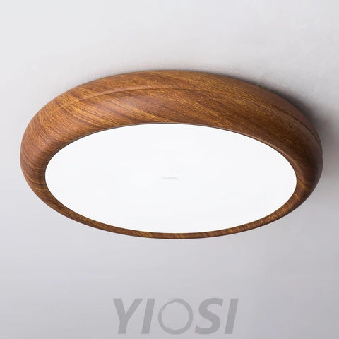 Wood Grain Round Type Ceiling Lamp - Flush Mounts, Wood-1-Yiosilamp