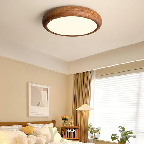 Wood Grain Round Type Ceiling Lamp - Flush Mounts, Wood-1-Yiosilamp