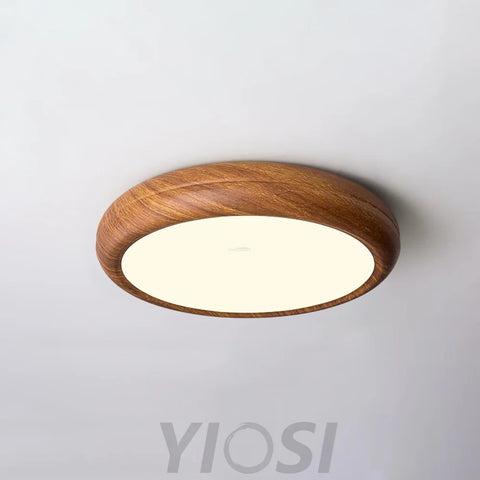 Wood Grain Round Type Ceiling Lamp - Flush Mounts, Wood-1-Yiosilamp