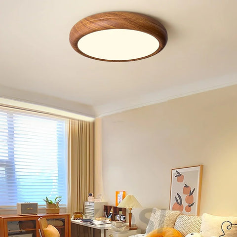 Wood Grain Round Type Ceiling Lamp - Flush Mounts, Wood-1-Yiosilamp