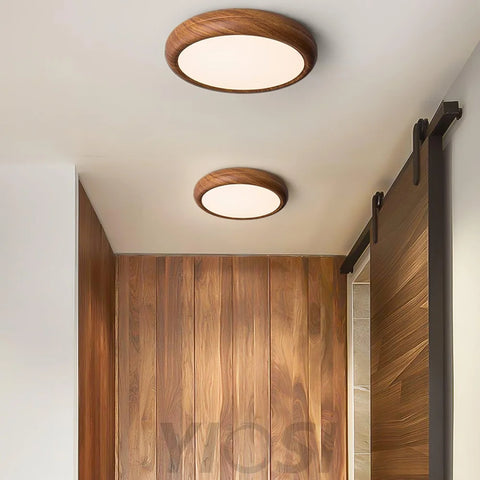 Wood Grain Round Type Ceiling Lamp - Flush Mounts, Wood-1-Yiosilamp