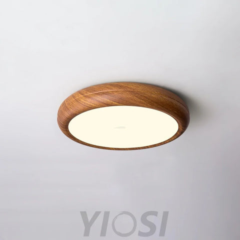 Wood Grain Round Type Ceiling Lamp - Flush Mounts, Wood-1-Yiosilamp