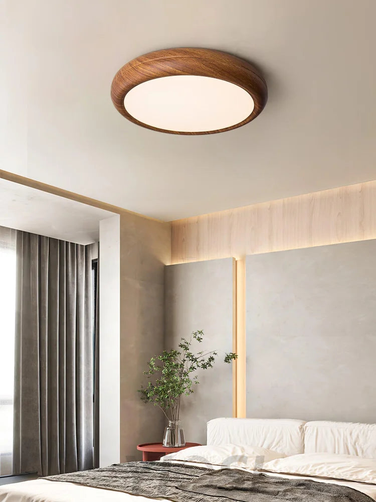 Wood Grain Round Type Ceiling Lamp - Flush Mounts, Wood-1-Yiosilamp