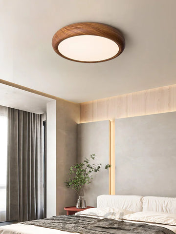 Wood Grain Round Type Ceiling Lamp - Flush Mounts, Wood-1-Yiosilamp