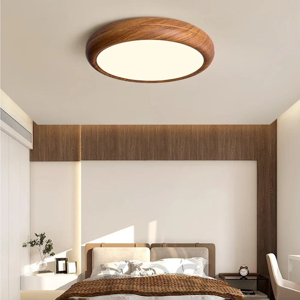 Wood Grain Round Type Ceiling Lamp - Flush Mounts, Wood-1-Yiosilamp