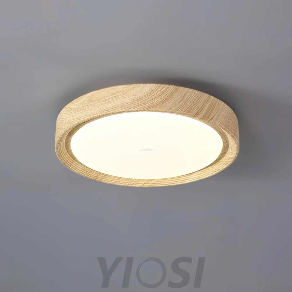 Wood Grain Round Type Ceiling Lamp - Flush Mounts, Wood-1-Yiosilamp