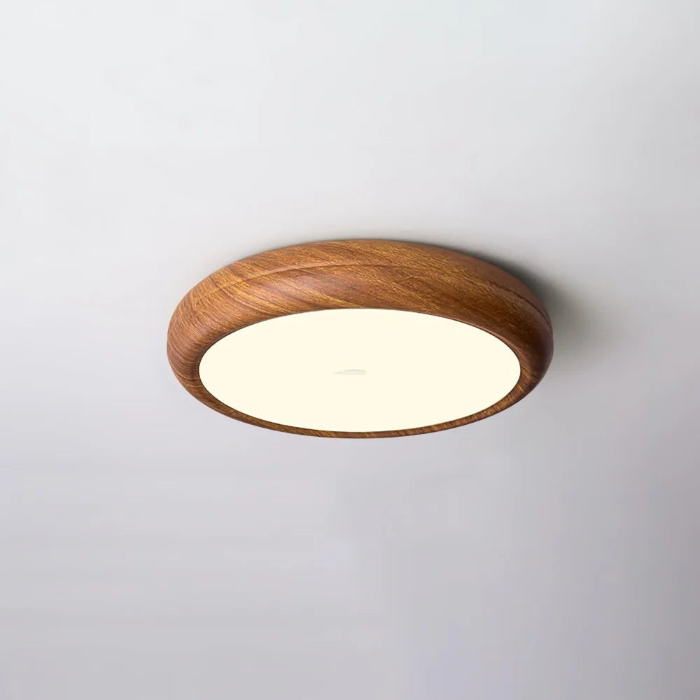 Wood Grain Round Type Ceiling Lamp - Flush Mounts, Wood-1-Yiosilamp