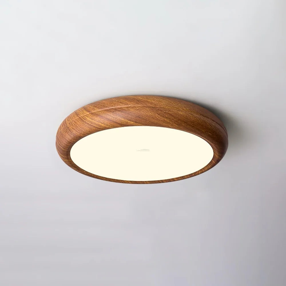 Wood Grain Round Type Ceiling Lamp - Flush Mounts, Wood-1-Yiosilamp