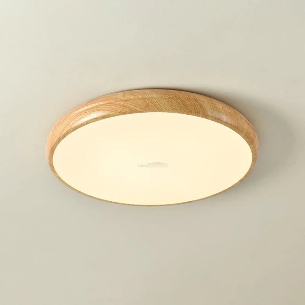 Wood Grain Round Type Ceiling Lamp - Flush Mounts, Wood-1-Yiosilamp