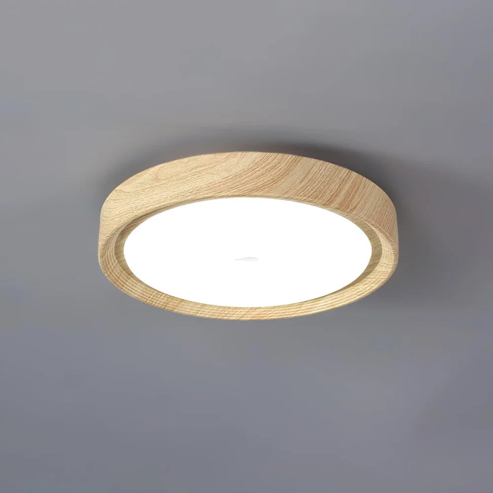 Wood Grain Round Type Ceiling Lamp - Flush Mounts, Wood-1-Yiosilamp