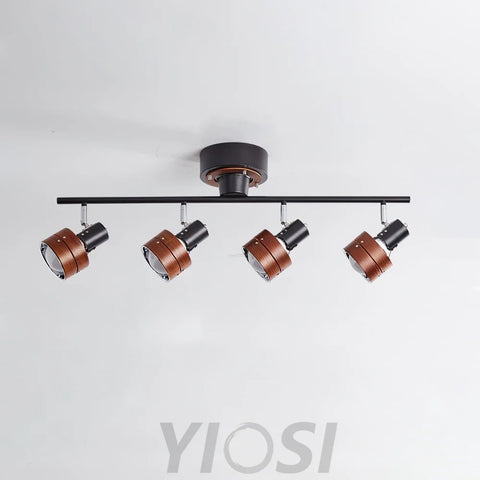 Wooden Adjustable Spot Ceiling Lamp L 31.5″ - Oak & White, Semi Flush Mounts, Walnut & Black, Wood-1-Yiosilamp