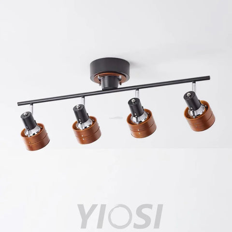 Wooden Adjustable Spot Ceiling Lamp L 31.5″ - Oak & White, Semi Flush Mounts, Walnut & Black, Wood-1-Yiosilamp