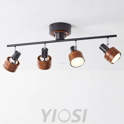 Wooden Adjustable Spot Ceiling Lamp L 31.5″ - Oak & White, Semi Flush Mounts, Walnut & Black, Wood-1-Yiosilamp