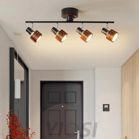 Wooden Adjustable Spot Ceiling Lamp L 31.5″ - Oak & White, Semi Flush Mounts, Walnut & Black, Wood-1-Yiosilamp