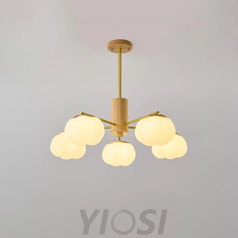 Wooden Cotton Balls Chandelier with 5/8 lamps - Zahara-1-Yiosilamp