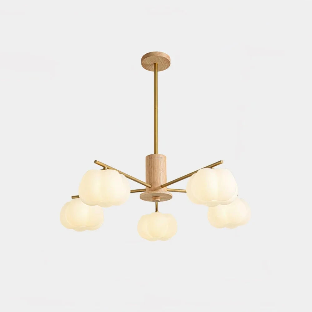 Wooden Cotton Balls Chandelier with 5/8 lamps - Zahara-1-Yiosilamp