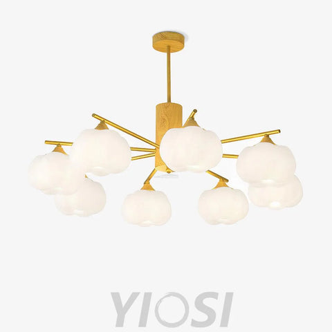 Wooden Cotton Balls Chandelier with 5/8 lamps - Zahara-1-Yiosilamp