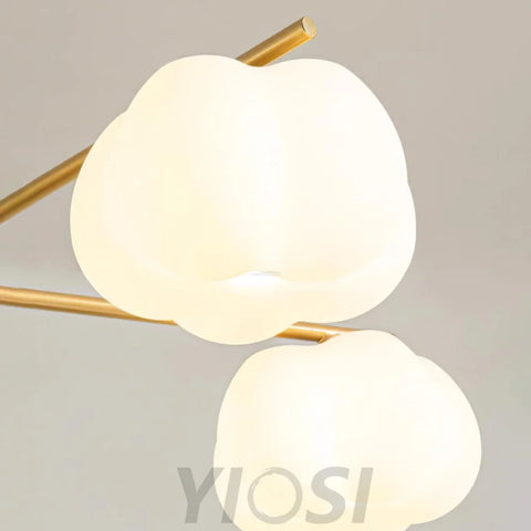 Wooden Cotton Balls Chandelier with 5/8 lamps - Zahara-1-Yiosilamp