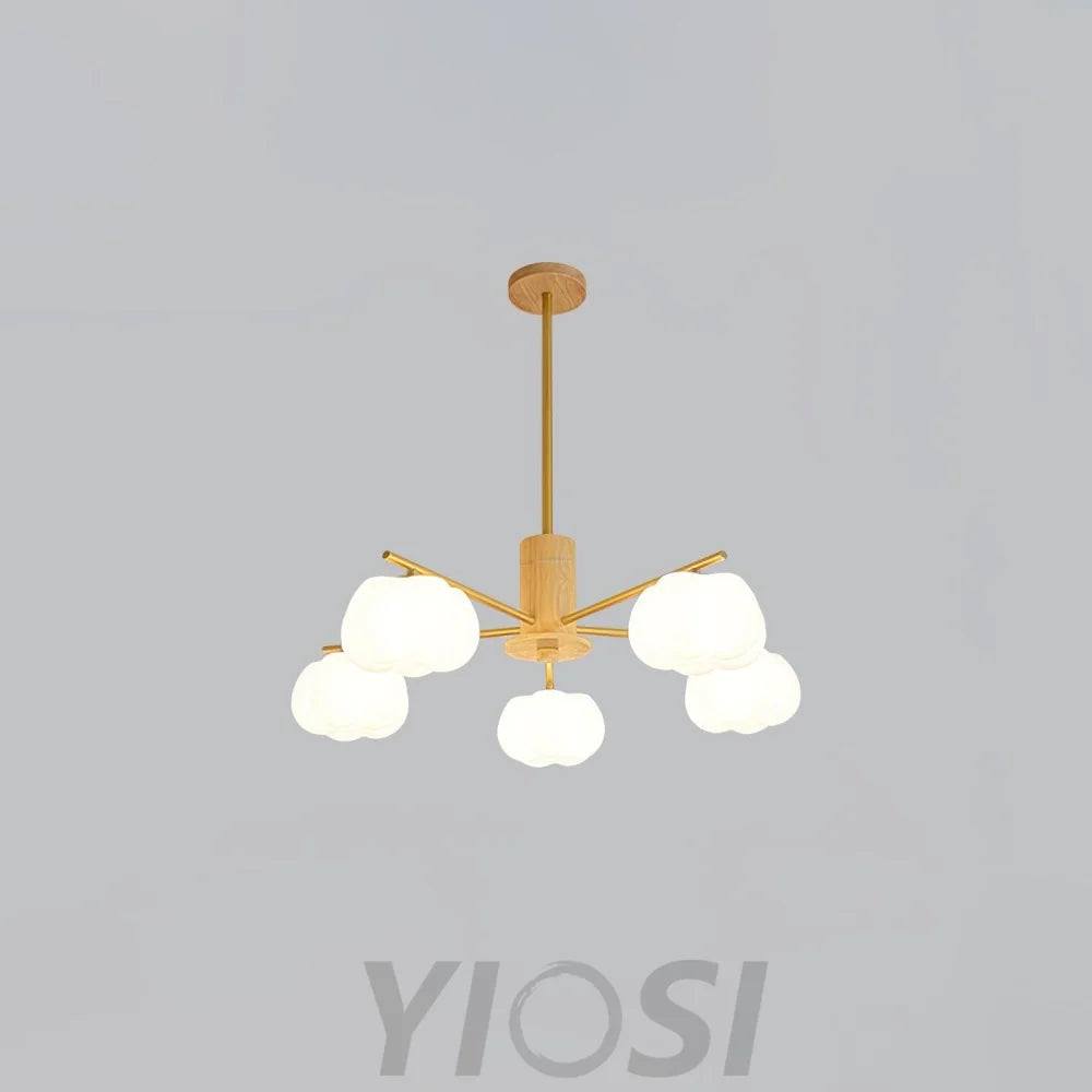 Wooden Cotton Balls Chandelier with 5/8 lamps - Zahara-1-Yiosilamp