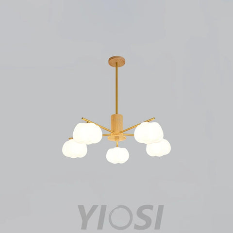 Wooden Cotton Balls Chandelier with 5/8 lamps - Zahara-1-Yiosilamp