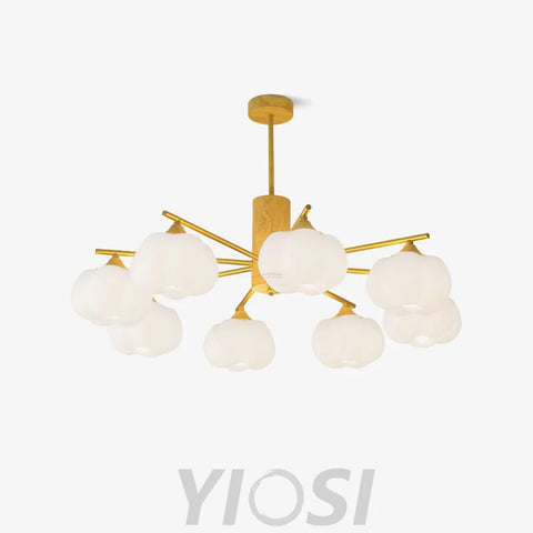 Wooden Cotton Balls Chandelier with 5/8 lamps - Zahara-1-Yiosilamp