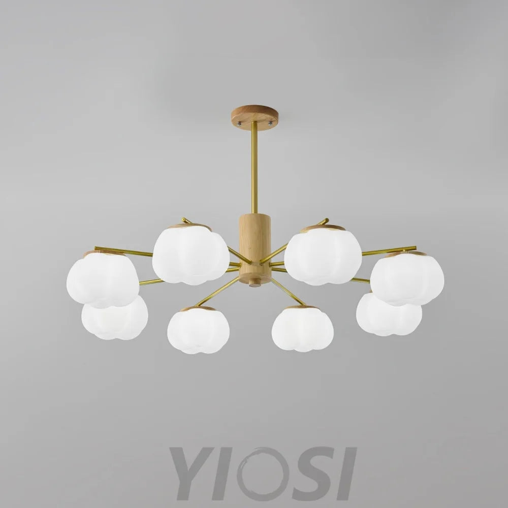 Wooden Cotton Balls Chandelier with 5/8 lamps - Zahara-1-Yiosilamp