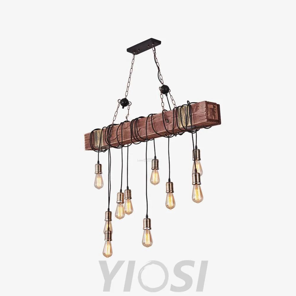 Wooden Hanging Multi Chandelier - Hemp Rope-1-Yiosilamp