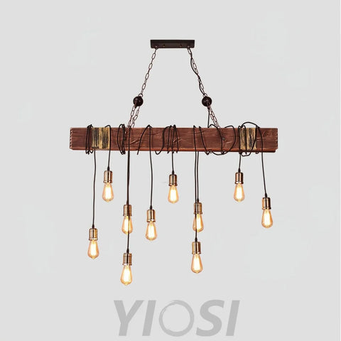 Wooden Hanging Multi Chandelier - Hemp Rope-1-Yiosilamp